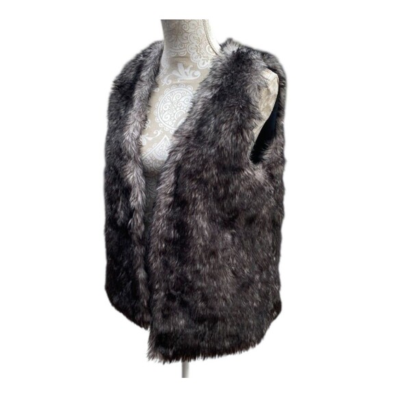 ZARA Kids Faux Fur Vest Black Gray Size 11/12 Fits Women’s Small Soft Plush Boho - Picture 4 of 12